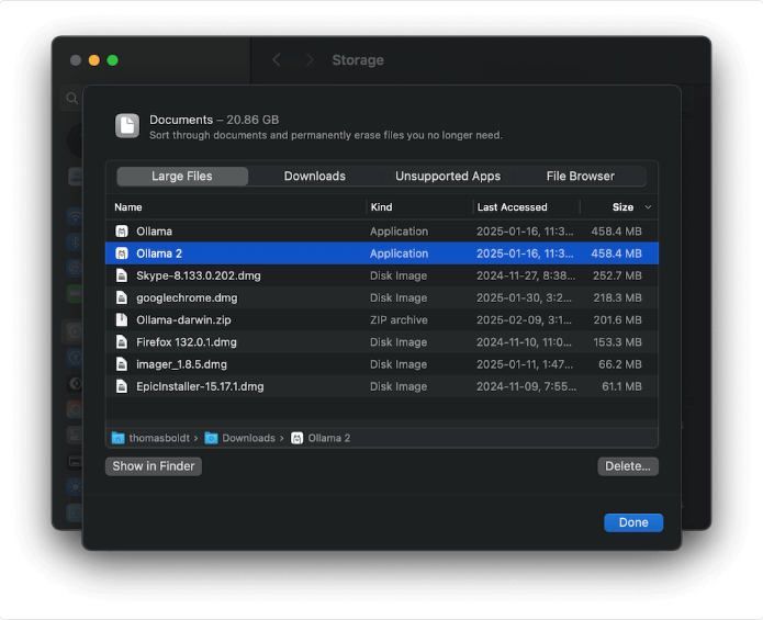 Using macOS Storage Tools to find duplicate files