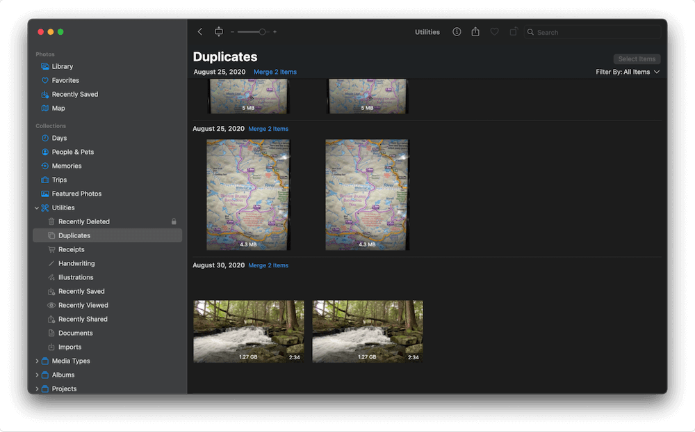 Using the Photos app on Mac to identify duplicates