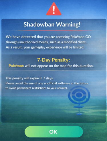 7 Day Shadow Ban Warning Screen