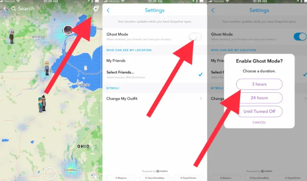 Turn on Ghost Mode on Snapchat