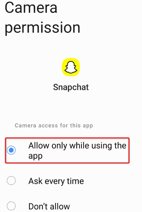 Allow only while using the app