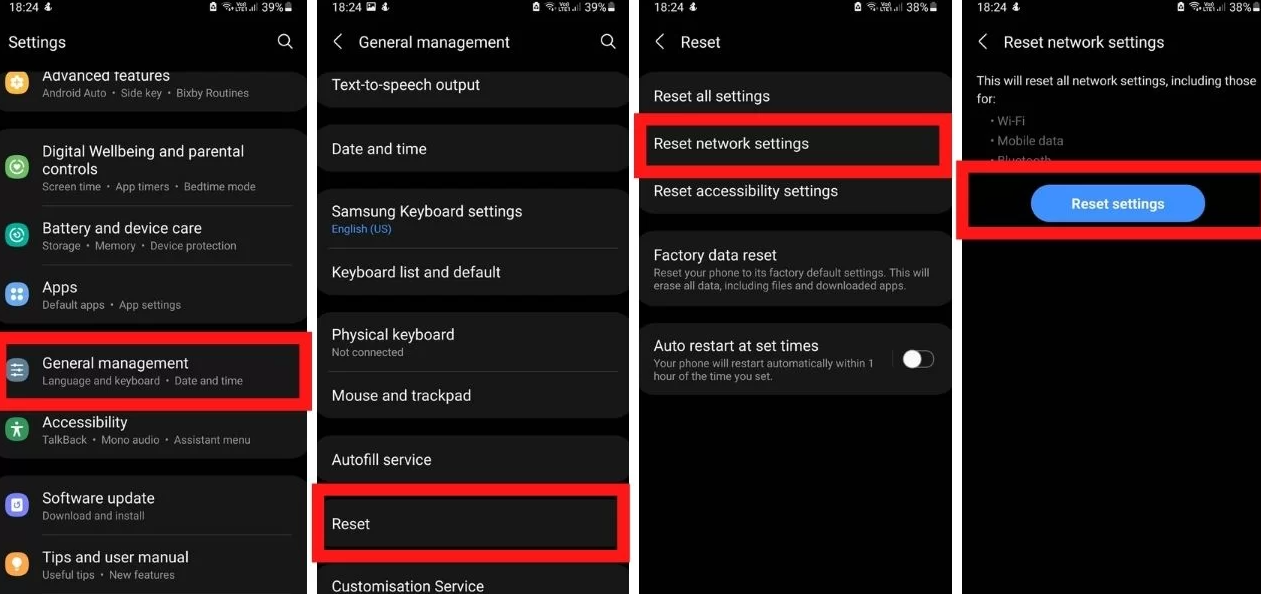 Reset Network Settings on Android