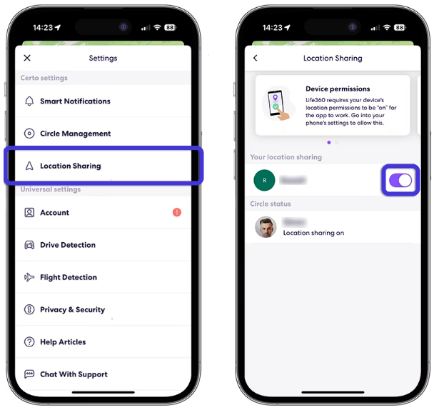 Pause Location Sharing