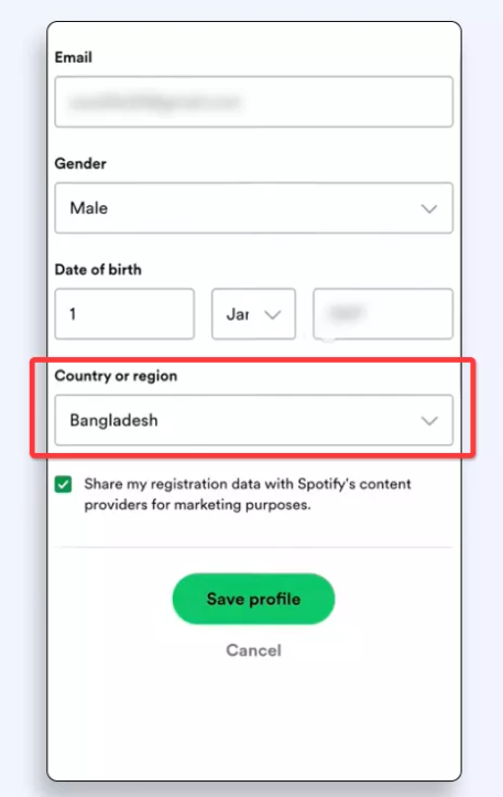 Choose your new region