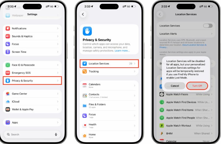 Stop Shaing Location iPhone