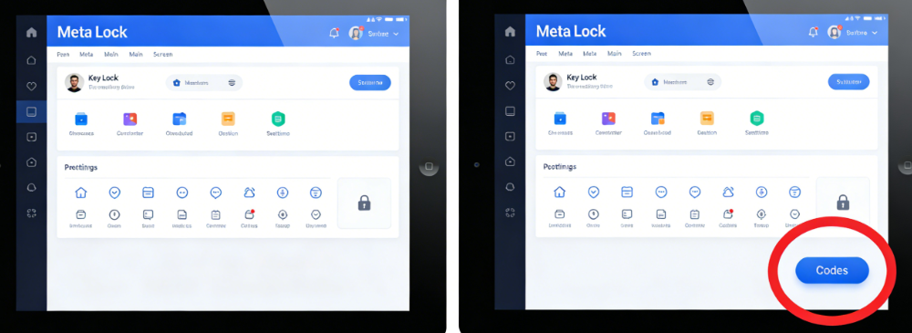 where to click in Meta Lock to redeem codes