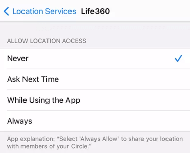Turn off Location on Life360