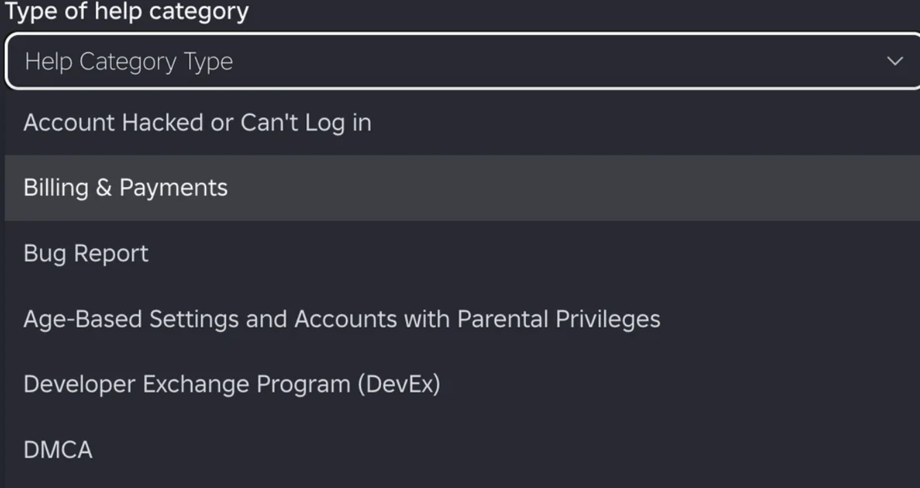 select Billing & Payments