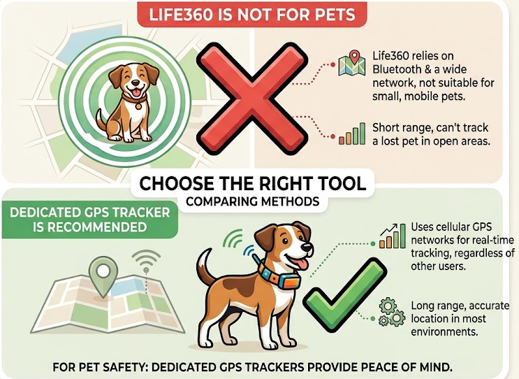 Life360 is not recommended for pets