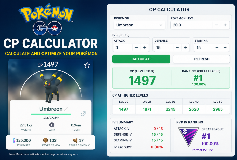 Pokemon Go CP Calculator