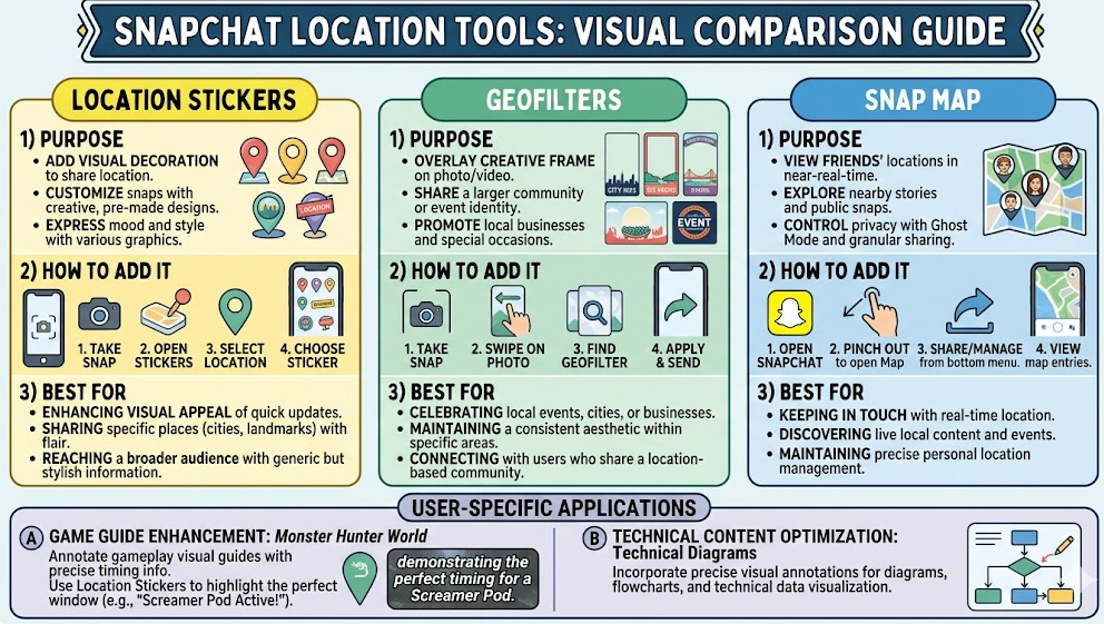Different Snapchat location features