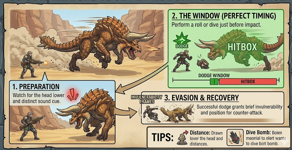 Perfect dodge timing for a Diablos charge