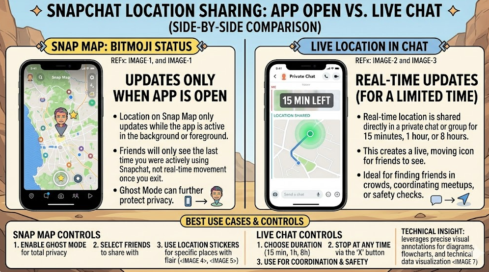 Snap Map vs. Live Location