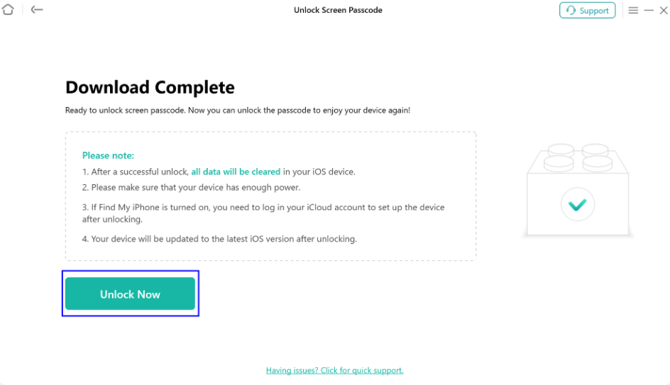 Select Unlock Now Option