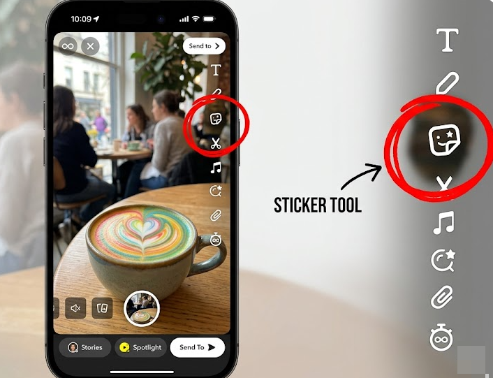 Where to find Snap stiker icon