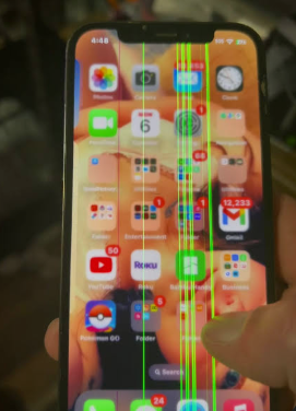 flickering colored vertical lines