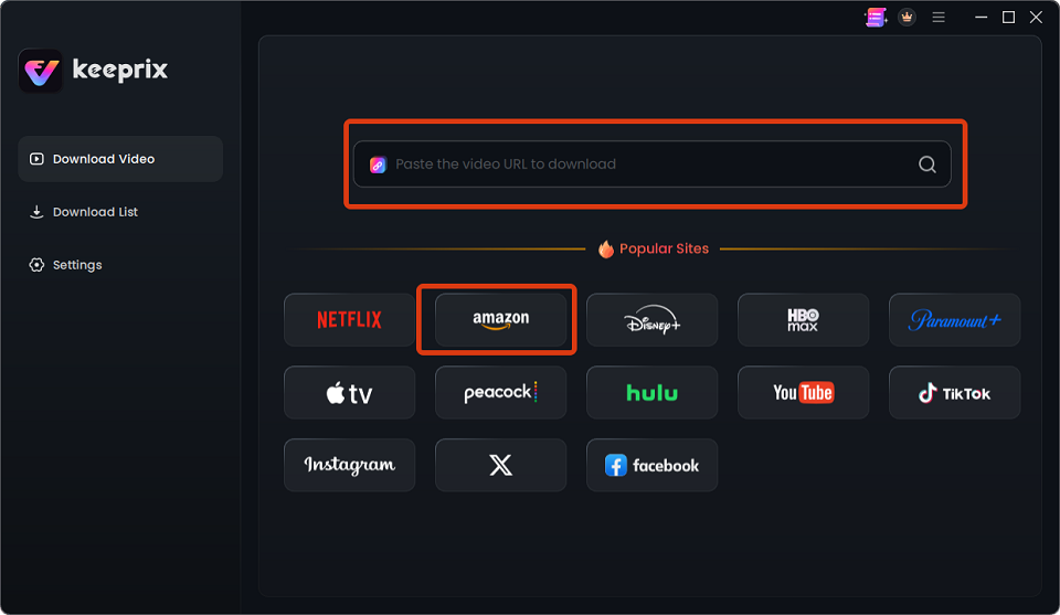 Choose Amazon in Keeprix