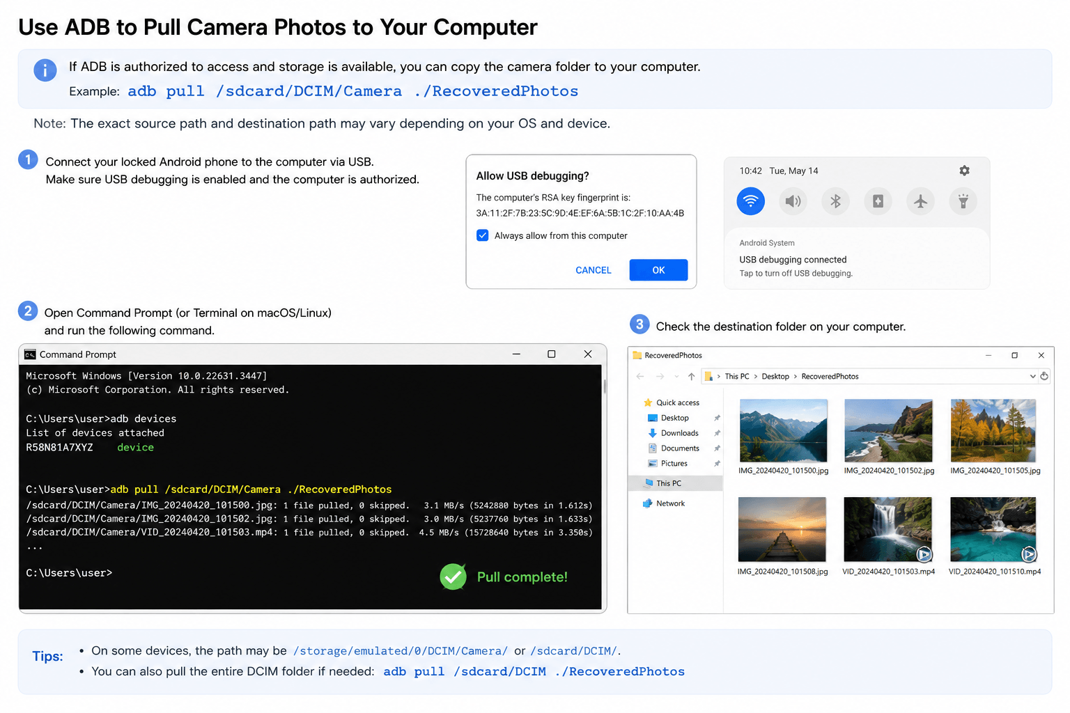 Copy Photos Through ADB
