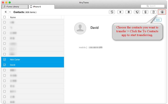 Transfer Contacts from iPhone to Contacts on Mac Using AnyTrans