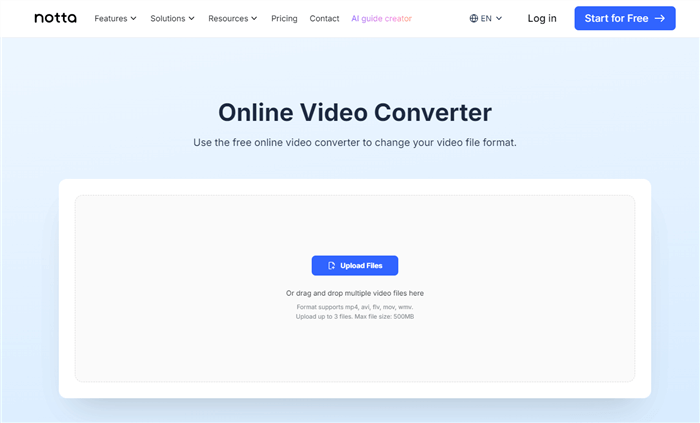 Notta Online Video Converter