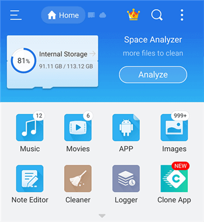 Access installed apps in the ES File Explorer app