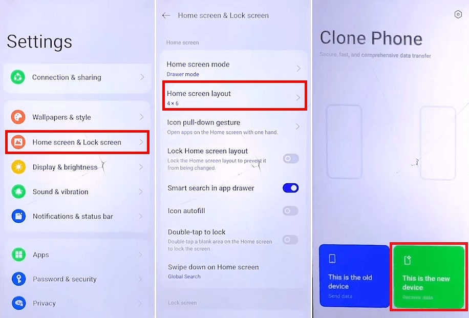 Access Clone Phone Using Home Screen Layout