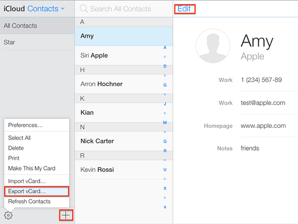 View and Get Contacts from iCloud Online