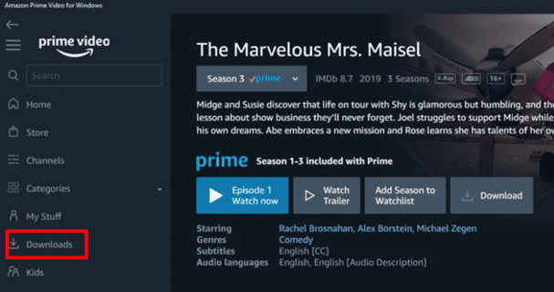 Access Downloads in Prime Video App