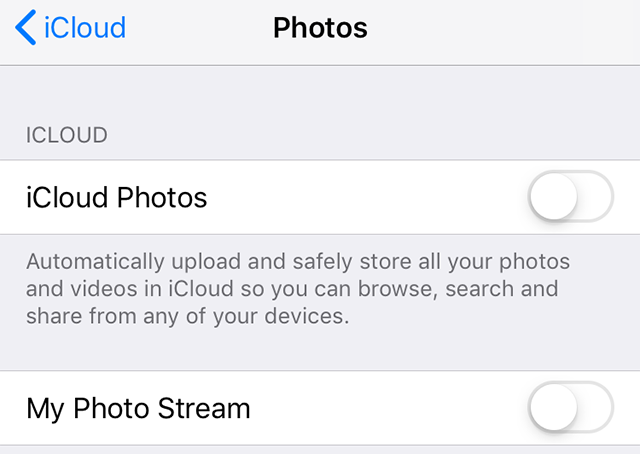Turn on iCloud Photos Sync on iPhone