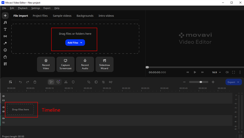 Add Files in Movavi Video Editor