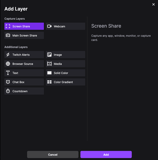 Add Layers for Twitch