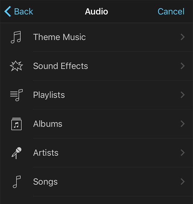 imovie for iphone not inserting music