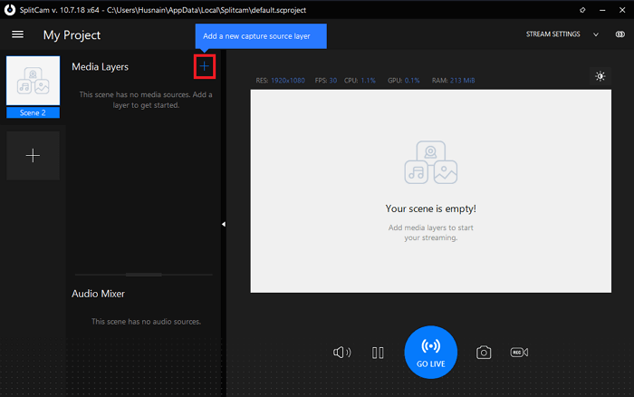 Add New Capture Source Layer in Splitcam