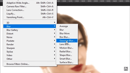 Adding Gaussian Blur filter in Adobe Photoshop 