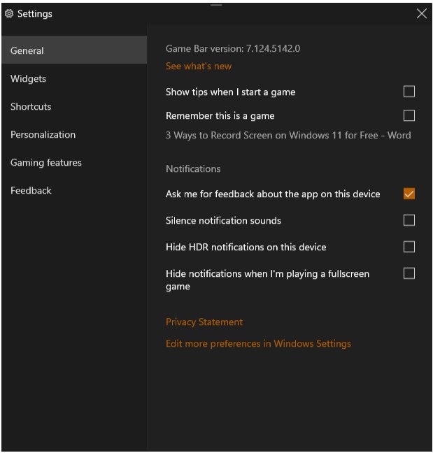 adjust the recording parameters