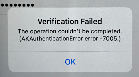 AKAuthenticationError Error 7005 Message