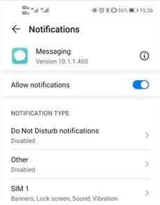 Allow Text Message Notification