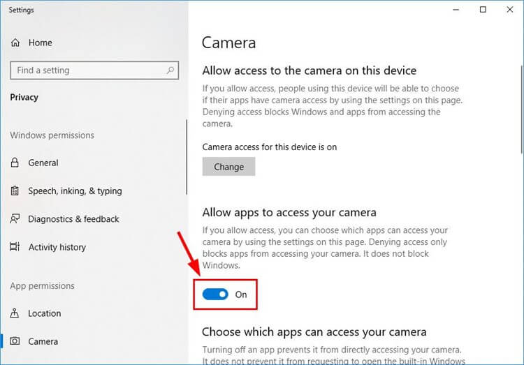 Allow Apps to Access HP Laptop Camera