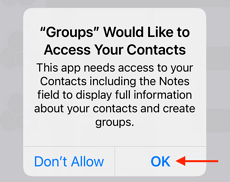 Allow the Groups App Access Your Contacts