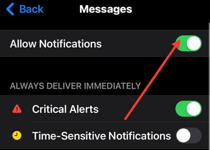 Allow Notifications on iPhone