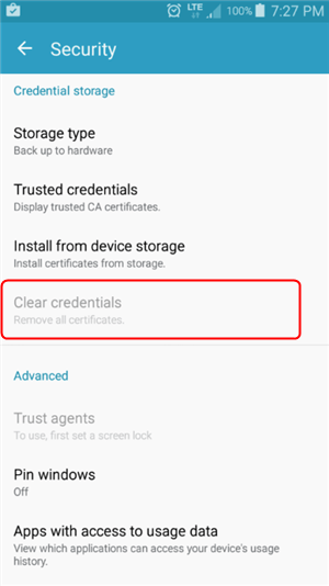 Tap on Clear credentials