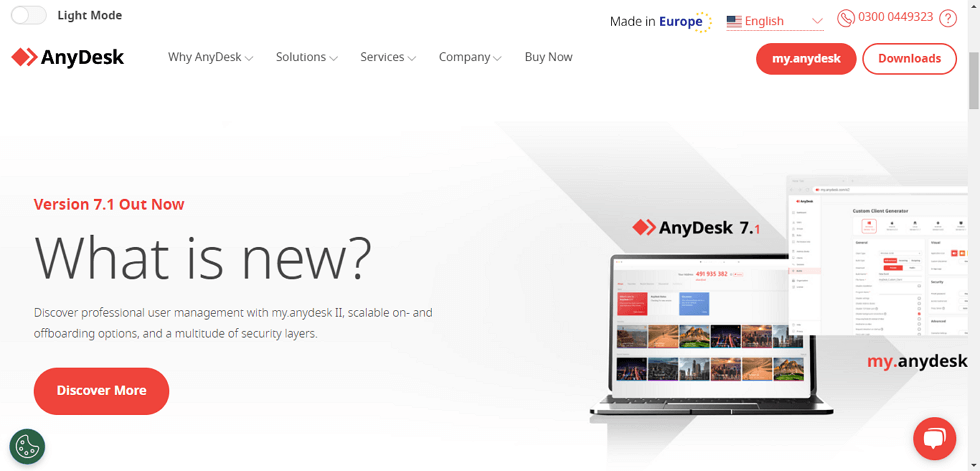 AnyDesk Official Webpage Interface