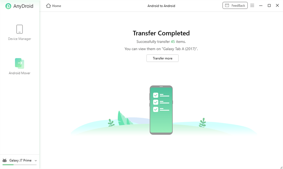 Android to Android Transfer Complete