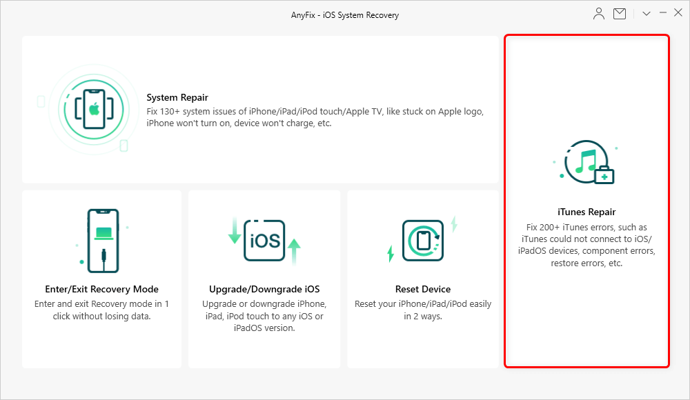 Tap on iTunes Repair from Homepage