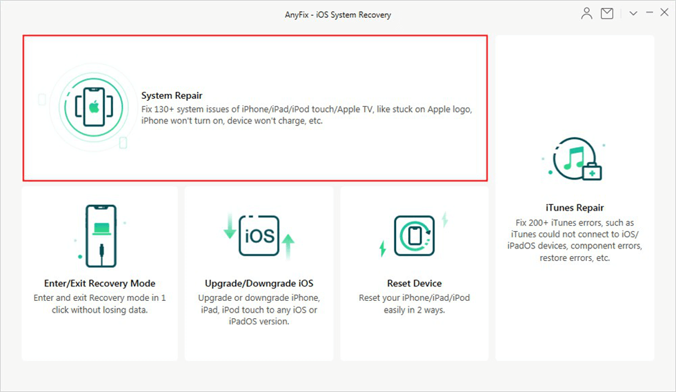 Choose System Repair on the Homepage
