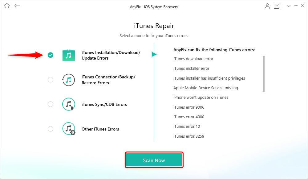 Choose Installation/Download/Update Errors