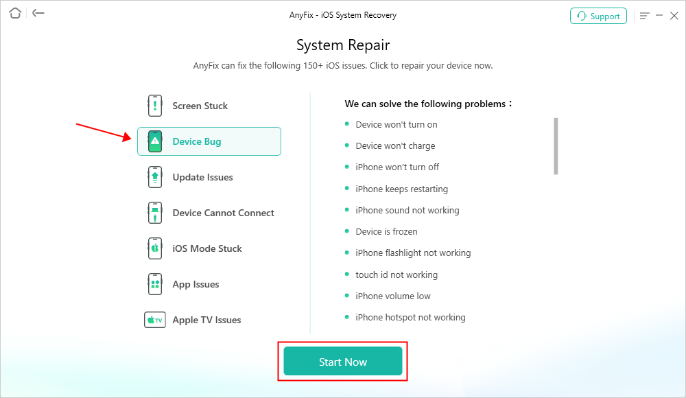 AnyFix System Repair Device Bug