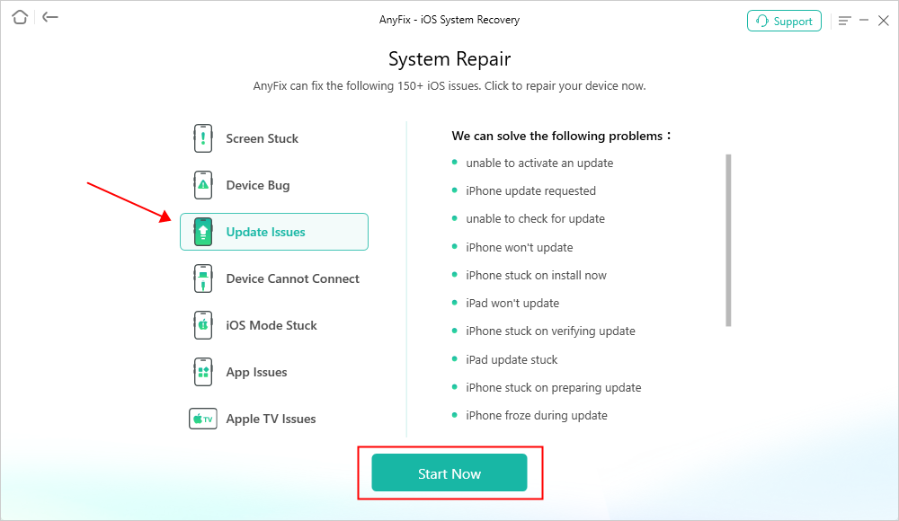 AnyFix System Repair Update Issues