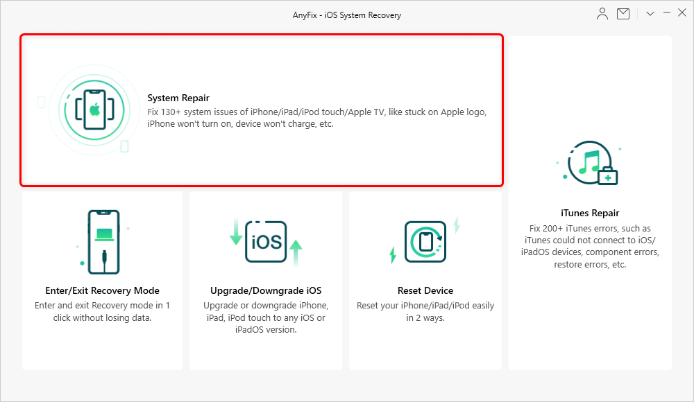 Appuyez sur Réparation du système