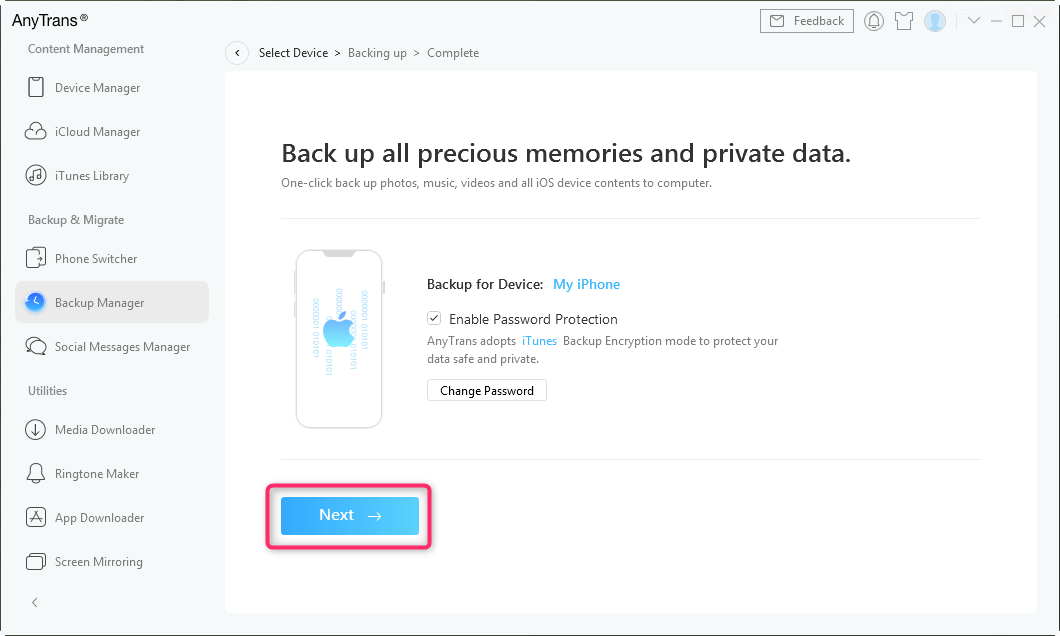 How to Make an iTunes Backup on iPhone in 1 Click – Step 3